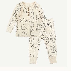 SOLD Two Piece Bear Print Organic Cotton Pajamas